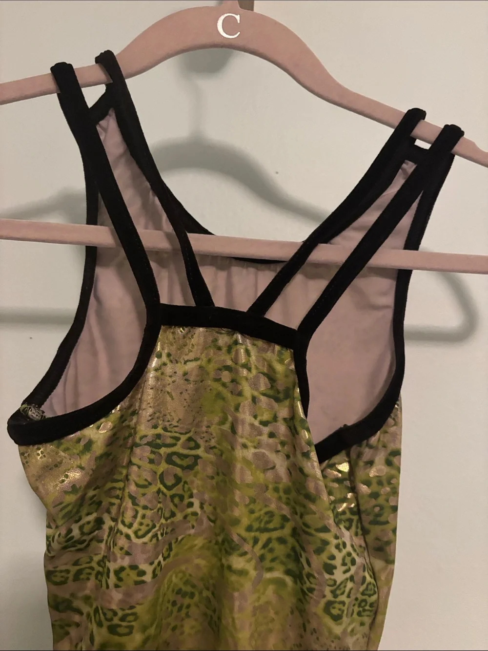 Gymnastics GK Metallic Green Animal-Print Leotard